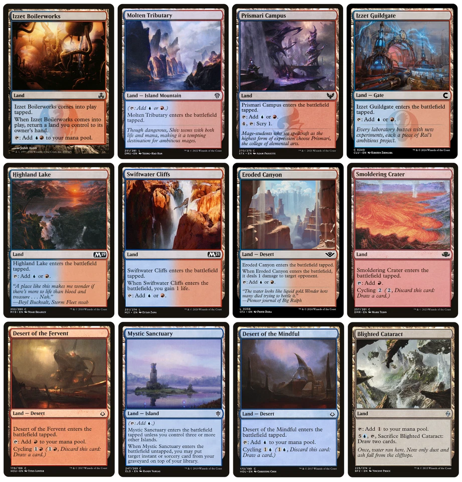 MTG - 12 x Different Blue & Red Izzet Lands for COMMANDER deck building - LP - Image 1 of 1