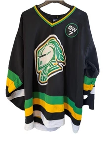 Maglia Kobe Hockey XL Nero Verde Giallo London Knights Style GW7 Patch Vintage - Foto 1 di 15