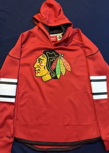 Reebok NHL Jungen Jugend Chicago Blackhawks Face Off Pullover Fleece Hoodie Rot L - Bild 1 von 5