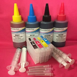 4x Refillable Cartridges + 400ml INK For Epson Expression Home XP205 XP212 XP215 - Picture 1 of 7