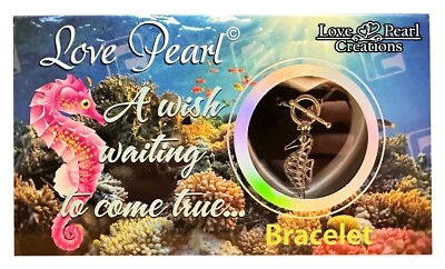 Sea Horse Love Wish珍珠吊坠带7英寸不锈钢手链 — 第 1/4 张图片