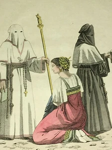 Religious Hand-Colored Copper-Engraved Costume Print No Date, c. 1820 - Picture 1 of 3