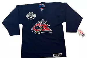 CCM NHL Hockey Columbus Azul Chaquetas Juveniles Unisex Jersey L/XL Hecho en Canadá - Imagen 1 de 11