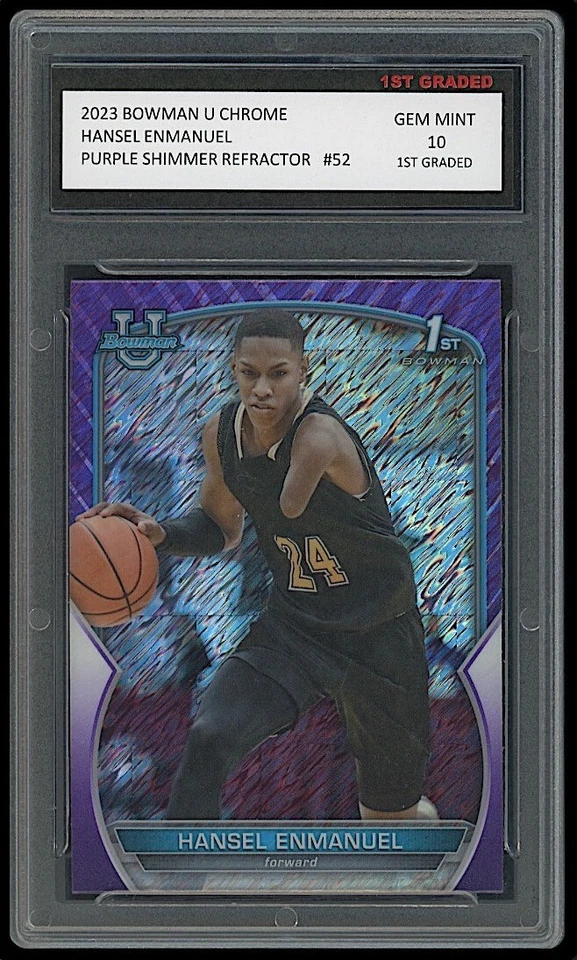 Hansel Enmanuel 2023 Bowman U Chrome Purple Shimmer Refractor 1st Graded 10 Card - Image 1 of 1