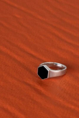 Silver  Onyx Ring  For Mens Black Onyx Signet Ring 925 Sterling Silver Mens Ring - Image 1 of 4