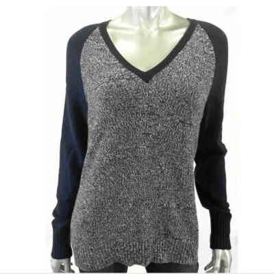 Suéter tejido American Living para mujer L azul marino gris Foto 1 de 2