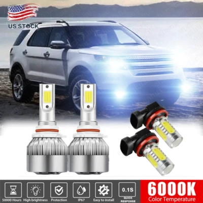 Combo de 4 faros antiniebla LED 6000K para Ford Explorer 2011-2015 Foto 1 de 4