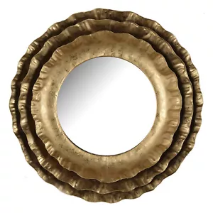 16" Gold Round Iron Framed Accent Mirror - Picture 1 of 6