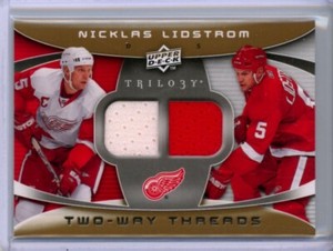 2008-09 Upper Deck Trilogy Two-Way Threads #2WNL Nicklas Lidstrom DUAL JERSEY