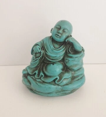 Estatuilla de Buda Durmiente Tallada Turquesa de Resina Estatua 3.5 pulgadas China De Colección Foto 1 de 4