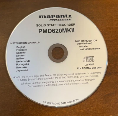 Marantz PMD620MKII Professional Digital Portable Audio Recorder CD Manual - Image 1 of 4