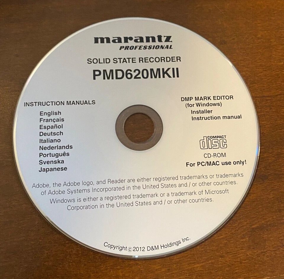 Marantz PMD620MKII Professional Digital Portable Audio Recorder CD Manual - Image 1 of 4