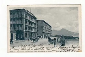 NAPOLI FP CHIATAMONE CON GLI HOTELS ROYAL, CONTINENTAL E VESUVIO VIAGG. 1904 - Foto 1 di 2