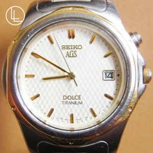 SEIKO 3M22-0A70 Titanium 18K Gold Bezel Dolce (AGS Kinetic) Watch - Picture 1 of 11