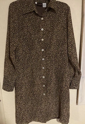 Camisa Larga de Vestido Newport Estampado Animal Botón Frontal Talla 10 Marrón/Negro Forma FX Foto 1 de 4