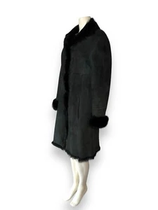 COACH Fur-Lined Suede Coat Black size S - Picture 1 of 12