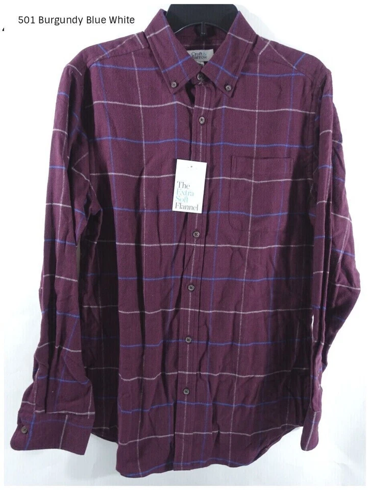 Croft & Barrow Purple Plaid Extra Soft Flannel Button Shirt Men's Small S