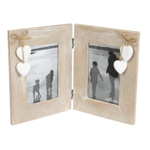 Sass & Belle Ashley Farmhouse Double Wooden Hanging Rectangle Heart Photo Frame - Picture 1 of 1
