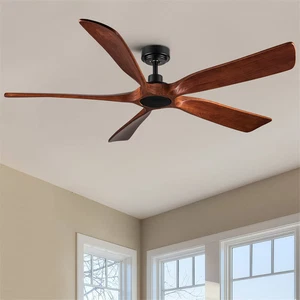 60In Farmhouse Solid Wood Ceiling Fan with RC without Lamp for Indoor Outdoor - Picture 1 of 13