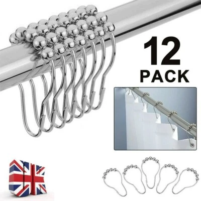 Shower Curtain Hooks Double Glide Rings Stainless Steel Set Of 12 rust proof