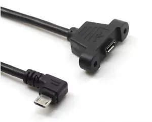 Cavo Prolunga Micro USB 5Pin B Maschio Angolo Retto a Femmina Montaggio a Pannello 0,2m - Foto 1 di 3