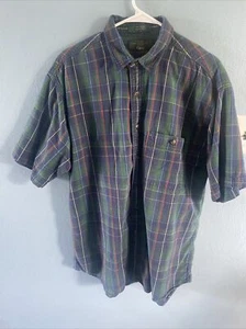 Orvis Mens Button-up Short Sleeve Shirt Textured Plaid Size Large - Picture 1 of 4