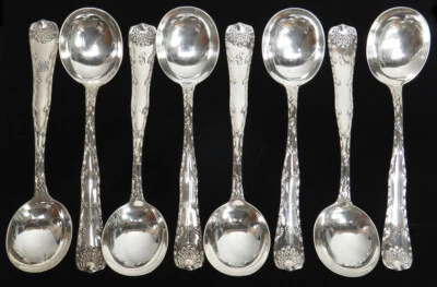 CUCHARAS SOPERA GUMBO TIFFANY & CO WAVE EDGE (8) PLATA ESTERLINA 8" Foto 1 de 4