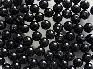 100 Black Agate Round Gemstone Jewellery Beads 6mm - Foto 1 di 1