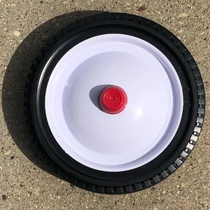 New Pull Wagon Parts - Radio Flyer (One) 8 1/4" Wagon Wheel w/ Red Axle Cap - Picture 1 of 2