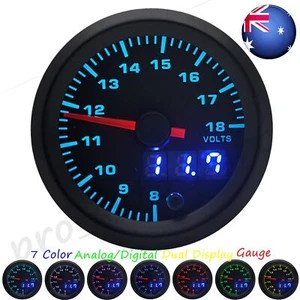 2" 52mm 7 Color Volt Gauge 8-18V Auto Boat Analog/Digital Dual Display Car Meter - Picture 1 of 8