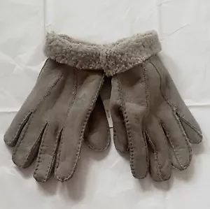 NWT PORTOLANO GRAY SUEDE LEATHER SHEEPSKIN WOOL LINING GLOVES SIZE: M - Picture 1 of 4