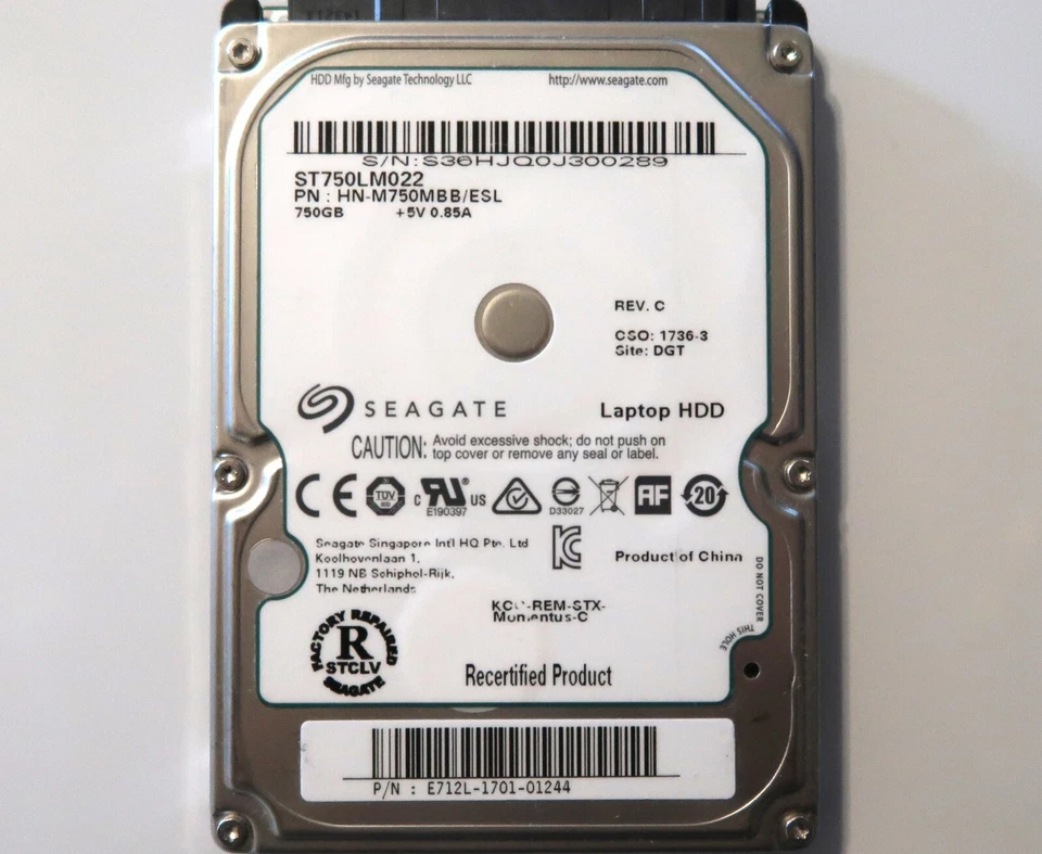 Seagate ST750LM022 HN-M750MBB/ESL REV.C DGT E712L-1701 2.5" 750gb Sata 1736-3 - Image 1 of 1