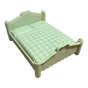 Playskool Puppenhaus viktorianisches Elternbett blau grün Doppelbett 1990 Ersatz - Bild 1 von 3
