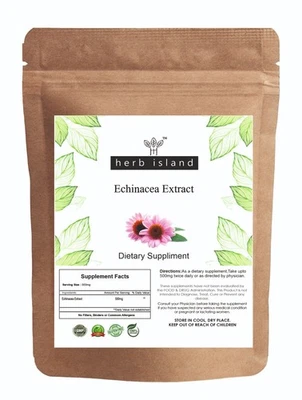 KRÄUTERINSEL Echinacea-Extrakt 100 % Bio-Pulver immunstärkender Premium-Extrakt...