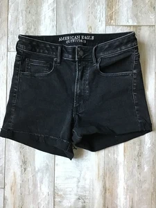 American Eagle Damen Super Super Stretch hoch geschnitten Shortie Shorts schwarz Gr. 6 - Bild 1 von 4