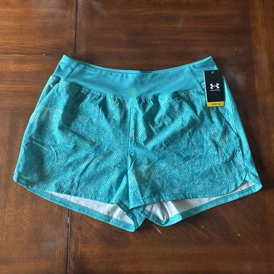 Under Armour Fusion Printed Shorts Womens XL Teal Drawcord Lightweight - Image 1 of 4