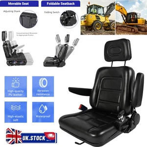 Waterproof Universal Tractor Seat Adjustable Forklift Dumper Seat w Head pillow - Picture 1 of 17