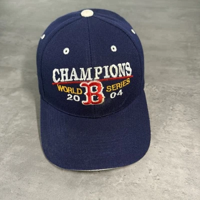 Boston Red Sox Hat Navy Red 04 World Series Champions Dad Adjust Strap Cap - Image 1 of 4