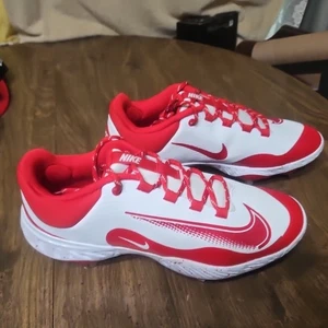 Size 10 - Mens Nike Alpha Huarache Elite 4 Low Baseball Cleats Red FD2745-109 - Picture 1 of 9