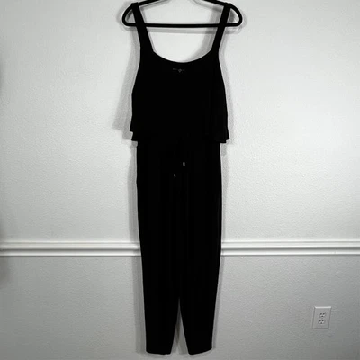 White House Black Market Jumpsuit Pockets Sleeveless Stretch Black Size M - Image 1 of 4