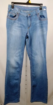 Oilily Womens Ladies Medium Wash Blue Pattern Pockets Straight Jeans Waist 32" — 第 1/4 张图片