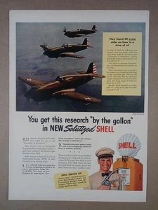 1940s SHELL Gas Oil Military Fighter Jet Plane WWII Vintage Poster Print Ad - Picture 1 of 1