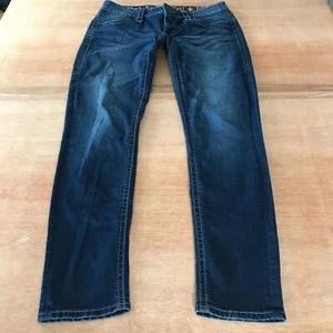 Rock Revival Janeil Skinny Jeans Women 29 Blue Low Rise Dark Wash Stretch - Picture 1 of 13