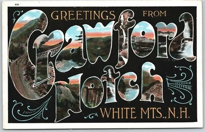 明信片 亚麻 NH 大字母 白山 克劳福德凹口 新罕布什尔州 — 第 1/3 张图片