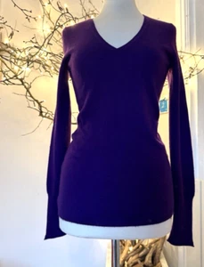 100% CASHMERE JUMPER. V NECK. SIZE XS. PURPLE - Picture 1 of 3