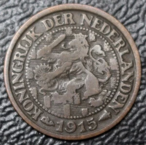 1915 NETHERLANDS - 1 CENT - BRONZE - Wilhelmina - Nice - Picture 1 of 5