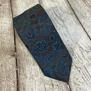 Herren Brioni Krawatte braun & blau Paisley 100 % Seide handgefertigt in Italien Business formell - Bild 1 von 5