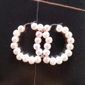 Pendientes grandes de aro redondo de acero inoxidable para mujeres niñas 2 piezas - Imagen 1 de 11