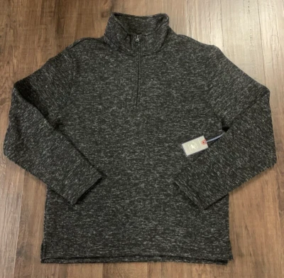 Beverly Hills Polo Club Black Marble 1/4 Zip Long Sleeve Pullover Sweater Medium - Image 1 of 4