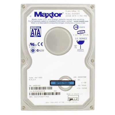 Disk Maxtor 200GB DiamondMax 10 7200U/Min SATA II 8MB 6V200E0 3,5 Pollici - Immagine 1 di 4